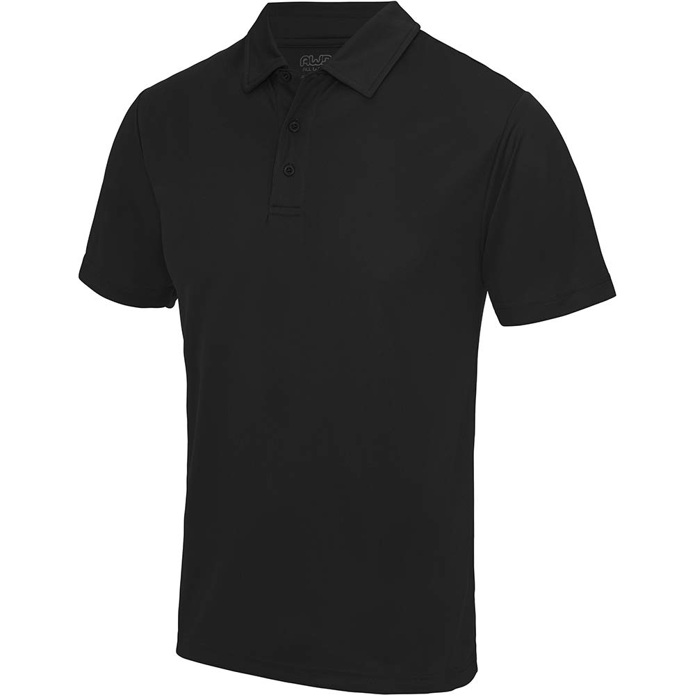 JUST COOL Mens Plain Sports Polo Shirt (5XL) (Jet Black)