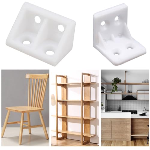 L Winkelverbinder Kunststoff, Weiß Eckwinkel Möbel Winkel 90 Grad Verstärkungsfuge L Klammern für Befestigen Reparieren Möbeln Holz (10er pack, 28 * 28mm)