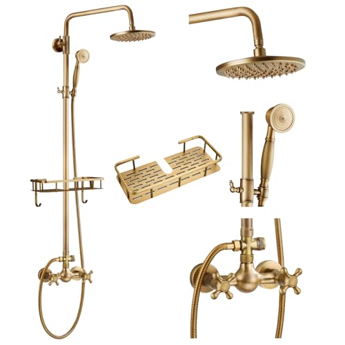 gotonovo Exposed Shower Faucet Set with Shower Shelf 8 inch
