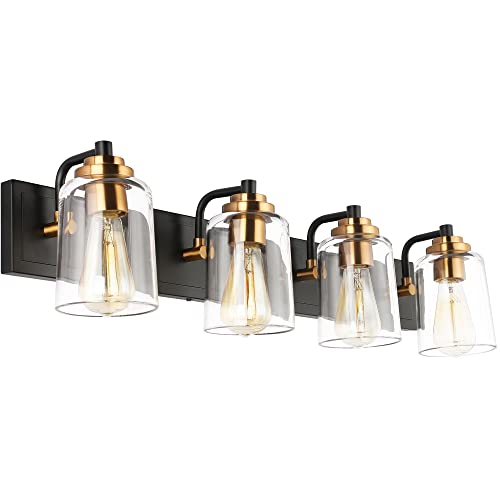 Applique murale scone 4 lumières globe verre noir et bronze S8580