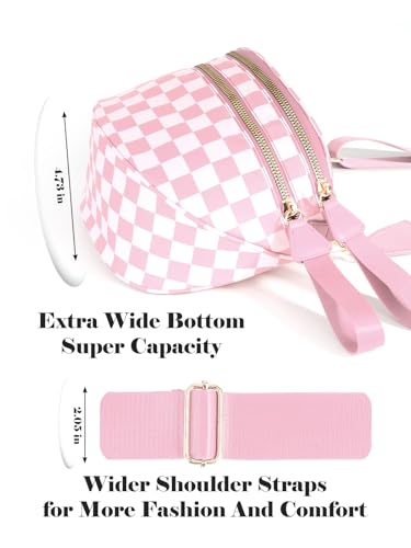 Image of Black and White Checkered Crossbody Bag Bum Bag for Women,Spacious Checkered Purse Fanny Packs Belt Bag