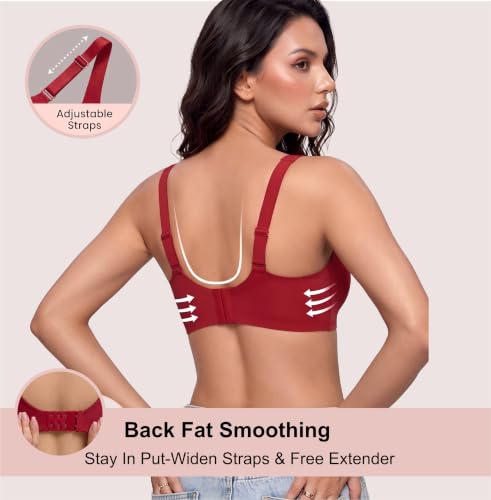 Image of Women's Pure Cotton Blend Lightly Padded Bra (Pack of 3) | Full Coverage Wirefree T-Shirt Bra | Soft Breathable Everyday Bra | Adjustable Straps | Comfortable Multicolor Bra