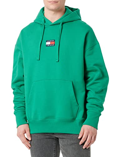 Image of Tommy Jeans Men's Tjm Tommy Badge Hoodie Dm0dm10904 Hoodies, Green Malachite, L