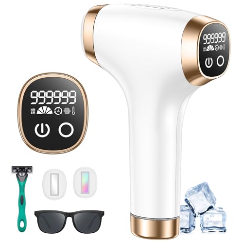 #Commissioniguadagnate<br>Epilazione laser IPL con raffreddamento e SR/HR/AC dispositivo di depilazione indolore 999 999 impulsi di luce potenza massima di 21 J per donne uomini depilatore viso e corpo