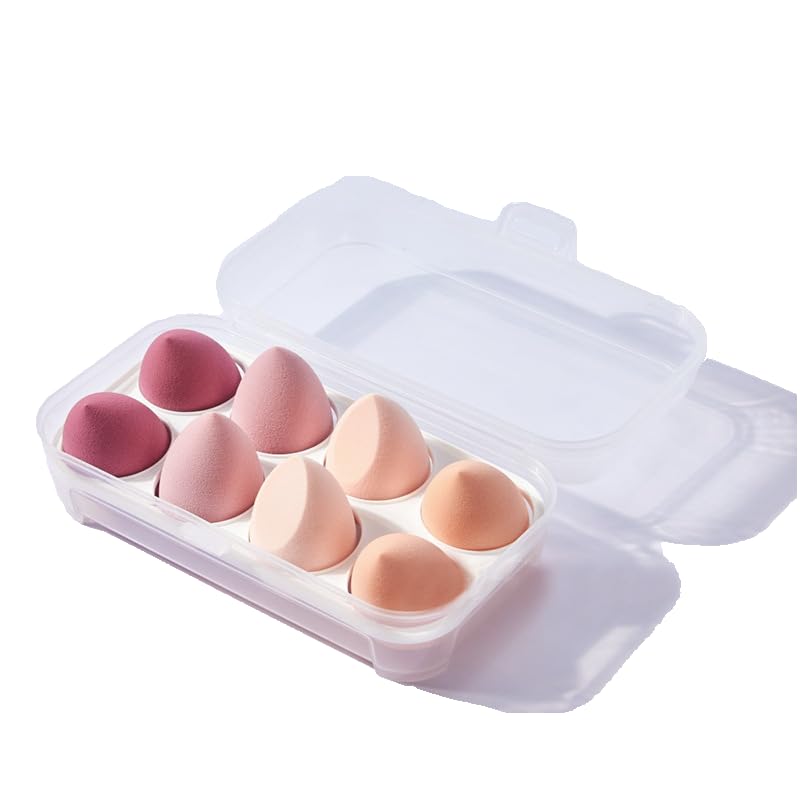 Makeup Sponge Set for Liquid, Cream, and Powder, Latex Free, Multi colored with Storage Case, 8 Pack, Vegan & Cruelty-Free