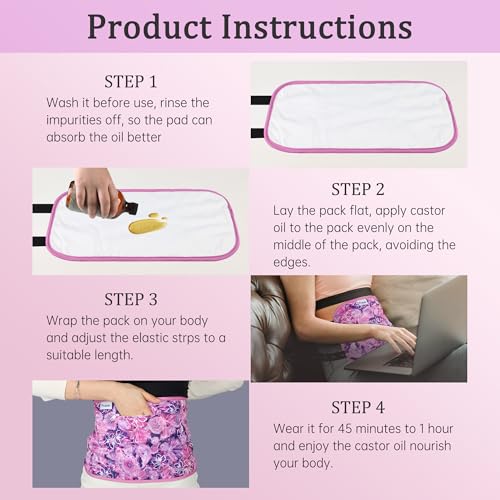 Image of Reusable Castor Oil Pack Wrap for Liver Detox, Castor Oil Wrap for Stomach Less Mess, Elastic Strap Machine Washable Anti Oil Leak 2pcs