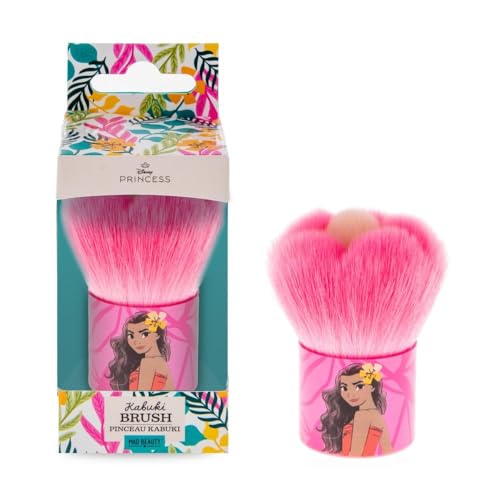 Disney Princess Moana Kabuki - Brocha de maquillaje, diseño floral rosa, aplicador cosmético profesional