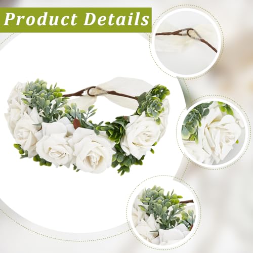 GORGECRAFT Hunde Blumenhalsband Hochzeit Weißes Blumen Stirnband Verstellbare Blumenkrone Kleidung Kranz Schleife Für Weibliche Frauen Haustiere Katzen Hundekostüme Valentinstag Party Festivals Foto R