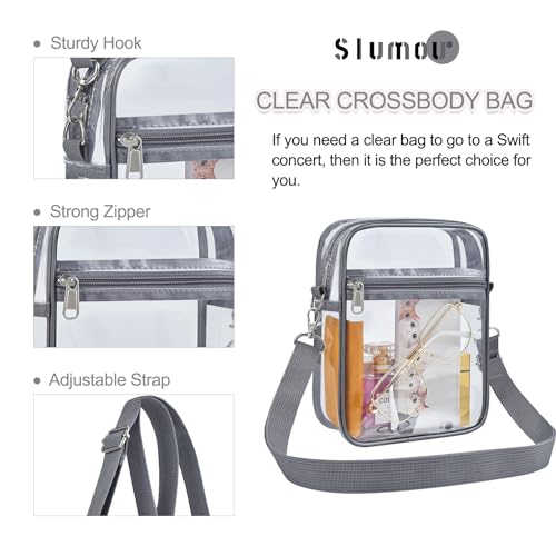 Image of Clear Bag for Stadium Events - Sports Messanger Bag Small Mini Clear Purse for Fan, Concert, Work, Travel