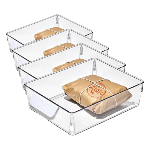 Image of OXO Good Grips Fridge Organization Bin 8 in x 10 in - for Deli Meats, Cheeses, Loose Fruits and More (Pack of 4)