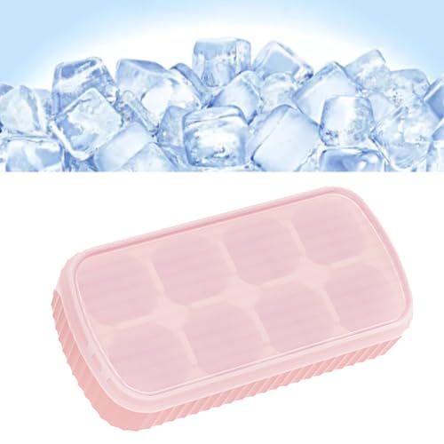 Bandeja de hielo de silicona flexible con tapa rosa miniatura 6
