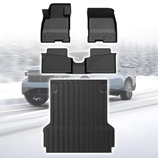 All Weather Floor Mat & Truck Bed Mat for 2022-2025 2026 Ford Maverick (Hybrid Only), Custom Fit 1st & 2nd Row with Trunk Bed Liner Protector TPE Full Set for Maverick Accessories Car Cargo Mat Heavy
