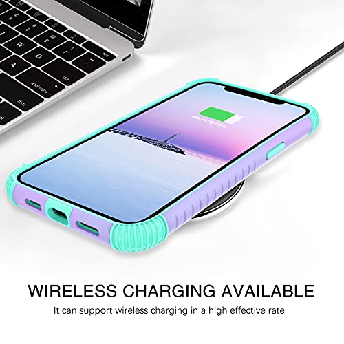 Bentoben Iphone 12 Pro Max Case, Heavy Duty 2 In 1 Full Body Rugged Shockproof Protection Hybrid Hard Pc Bumper Drop Protective Girls Women Boy Men Covers For Iphone 12 Pro Max 2020, Purple/Mint #TOP3