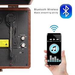 Tourne Disque Vinyle, VOKSUN Vintage Tourne Disque Bluetooth avec 33/45/78 RPM, 2 Haut Parleurs Intégrés, Enregistrement… - Les Beatles, Paul McCartney, John Lennon, RIngo Starr, George Harrison Tourne Disque Vinyle, VOKSUN Vintage Tourne Disque Bluetooth avec 33/45/78 RPM, 2 Haut Parleurs Intégrés, Enregistrement… – Image 4