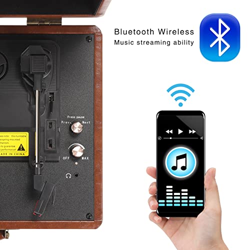 Tourne Disque Vinyle, VOKSUN Vintage Tourne Disque Bluetooth avec 33/45/78 RPM, 2 Haut Parleurs Intégrés, Enregistrement… - Les Beatles, Paul McCartney, John Lennon, RIngo Starr, George Harrison Tourne Disque Vinyle, VOKSUN Vintage Tourne Disque Bluetooth avec 33/45/78 RPM, 2 Haut Parleurs Intégrés, Enregistrement… – Image 5