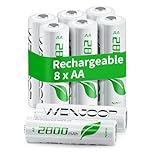 WENJOOP Rechargeable AA Batteries 8 Pack, 2800mAh High Capacity NiMH 1.2V, Pre-Charged, Low Self-Discharge, Double A Batteries for Remotes, Toys and Office Devices