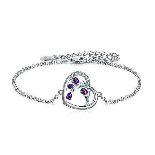Bracelet tulipe en argent sterling pour femme au fini poli et éclatant