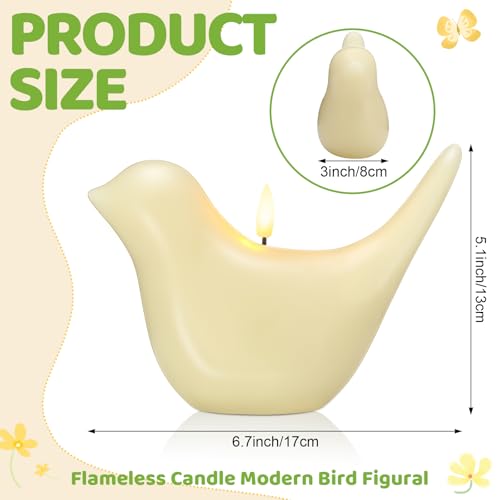 Vela decorativa de pájaro sin llama LED de cera real 17x7.5cm 2
