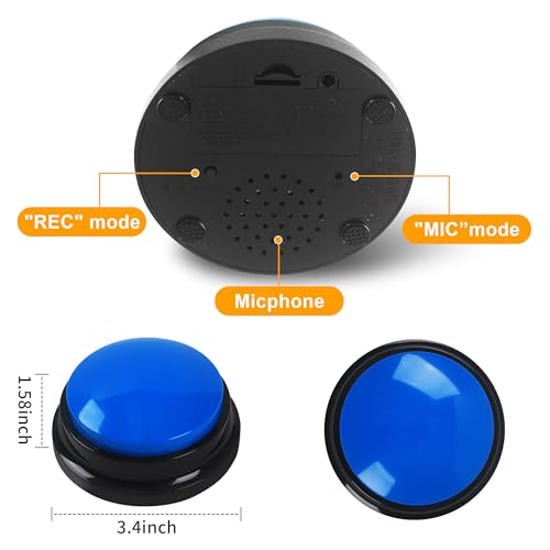 DUBUOZA 6 Stück Buzzer mit Aufnahmefunktion,Haustier Talking Training Antwort Buzzer 30 Sekunden Aufnahme,Hund Intelligenzspielzeug Geeignet für die Ausbildung von Haustieren (6)