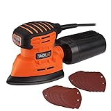 Mouse Detail Sander, Tacklife PMS01A Sander 1.1A 130W 12000 RPM with 12 pcs Sandpaper, Dust Collection System For Tight Spaces Sanding in Home Decoration, DIY