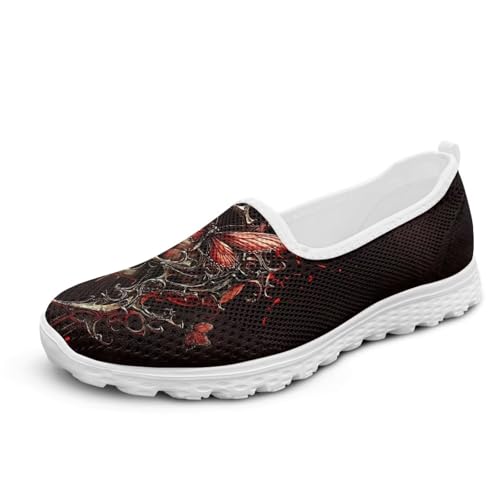 Women's Round Toe Flats Shoes Slip on Ballet Flats Comfortable Dressy Loafers Fashion Sneakers with Art Piant