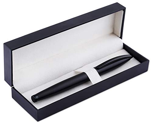 Image of amazon basics Elegant Ballpoint Pen with Case for Office and Gifting (Matte Black Body, Blue Ink)