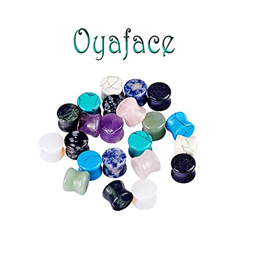 Oyaface 14Mm Mixed Stone Ear Plugs Kit Stretching Earrings Gauges Set Saddle Double Flare Expander Tunnels For Men Women Earrings Body Piercing Jewelry, 22 Pcs #TOP1