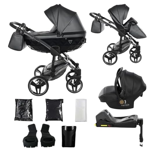 Junama Kinderwagen Diamond Fluo 2in1 3in1 4in1 (05 - Grau, 4in1 mit ISOFIX Basis)