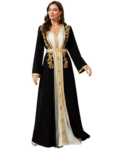 slim fit dress slacks Gold Lace Sequin Embroidered Hiajb Bridal Ball Gown Muslim Dress Red / 36 main image 1
