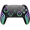 Controlador de conmutaciÃ³n, luces RGB cambiables, controlador Pro con despertar/joysticks precisos/giroscopio de 6 ejes/doble choque/turbo, controlador inalÃ¡mbrico para conmutador/consola Lite/OLED