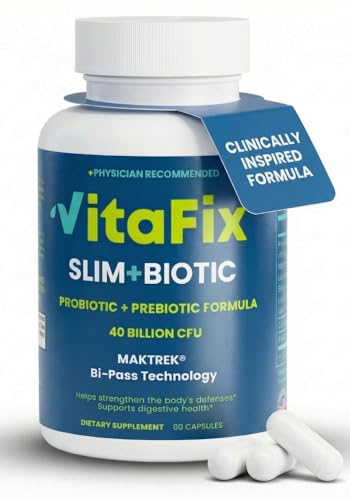 Probiotic & Prebiotic SlimBiotic Synbiotic – 40 Billion CFU with MAKTREK® Bi-Pass Tech, Helps Gut