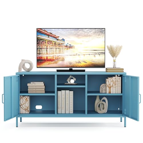 furni24 Metall TV-Schrank – Retro TV Lowboard – Möbel mit Türen und...