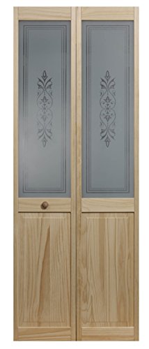 LTL Home Products 885730 Tapestry Half Glass Bifold Interior Wood Door, 36 Inches x 80 Inches, Unfinished Pine