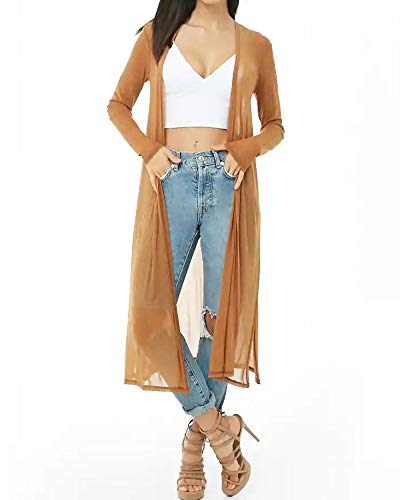 Image of Womens Sexy Sheer Long Sleeve Cardigan See Through Mesh Cover Up