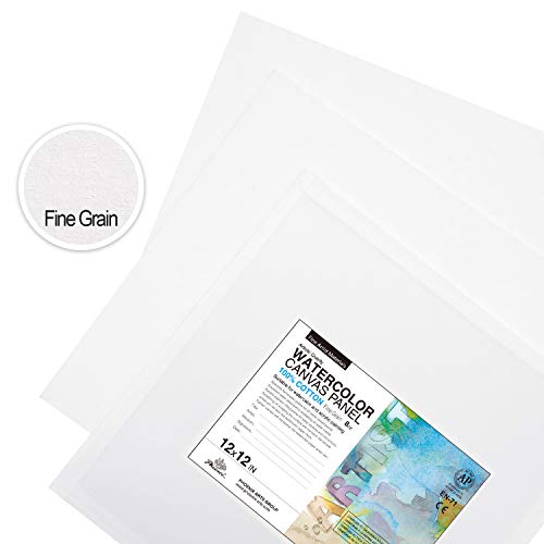 Phoenix Watercolor Canvas Panels 12X12 Inch, 6 Pack - 8 Oz Triple Primed 100% Cotton Acid Free Canvases For Painting, Blank Flat Canvas Boards For Watercolor, Acrylic, Gouache & Tempera Painting #TOP2