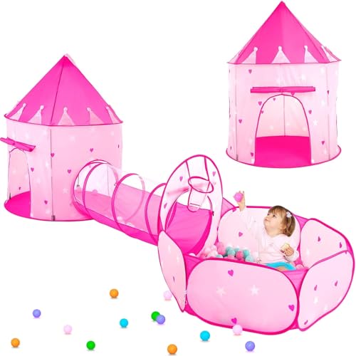 Sumbababy Kinderzelt Spieltunnel Indoor mit Bällebad: 3-in-1 Spielzelt Kinder Krabbeltunnel mit Bälle Bad Ohne Bälle für Motorische Fähigkeiten- Baby Bällebad Zelt Tunnel mit Aufbewahrungstasche(3+)