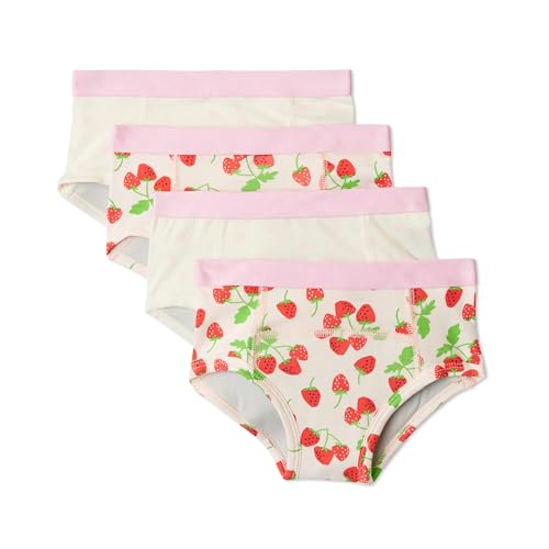 Amazon Essentials Unisex Kinder Töpfchen-Trainingshose aus Baumwolle 4er Pack Punkte/Erdbeeren 3 Jahre