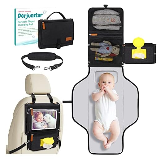 Portable Diaper Changing Pad, Baby Diaper pad for Travel and Changing Table, Waterproof /Lightweigt Changing Clutch Kit, Black