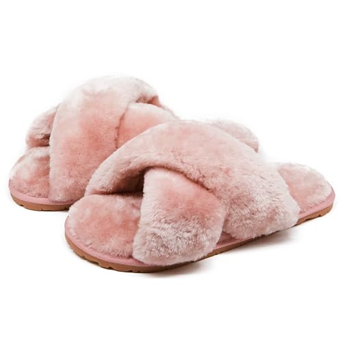 Crazy Lady Women's Fuzzy Fluffy House Slippers Cute Plush Memory Foam Shoes...