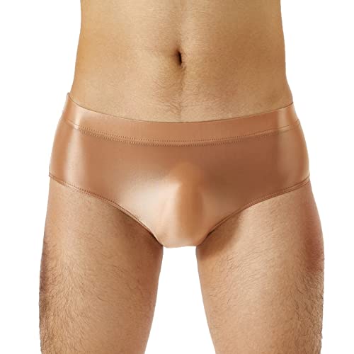 Jhaoyu Mens Swimsuit Glossy Smooth Bikini Briefs Panties Elastic Waistband Swimming Bottom Solid Underwear