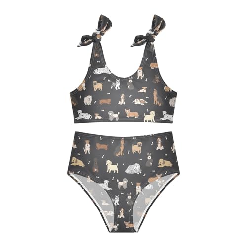 Image of CaTaKu Girls Swimsuits Two Piece Swimwear Cute Bikini Set Tankini Hawaiian Beach Sport Bathing Suit for Girls Size 3-12T