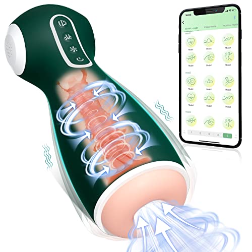 Upgraded Automatic Moaning Sucking Male Masturbator App Control, 9 Vibration Hands Free Electric Pocket Pussy w/ 9 Suction & 9 Grip Modes Blowjob Machine, 3D Male Stroker Toy, Adult Sex Toys for Men
