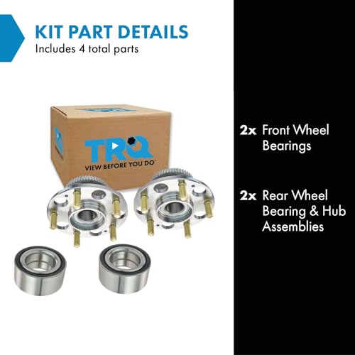 Image of TRQ 2 Piece Front Rear Wheel Bearing & Hub Assembly Set Compatible with 2004-2008 Acura TL 2003-2007 Honda Accord