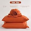 JSD Burnt Orange Twin Sheet Set with Side Pocket Corner Straps, 3 Piece Soft Kids Microfiber Bed Sheets Extra Deep Pocket #2