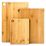 Juego de tablas de cortar cocina de madera: este juego de 3 tablas de madera de bambú está hecho de materiales naturales antibacterianos y resistentes al moho. Para cocinar sin contaminación, utilice una tabla de cortar cocina de madera para cada tipo de alimento.