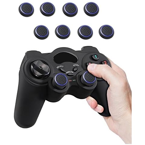 Fosmon (8 Pack Analogstick Kappen Joystick Silikon Aufsätze Schutzkappen Dualshock Controller Thumbstick Griffe Thumb Grips (Schwarz und blau) Cover