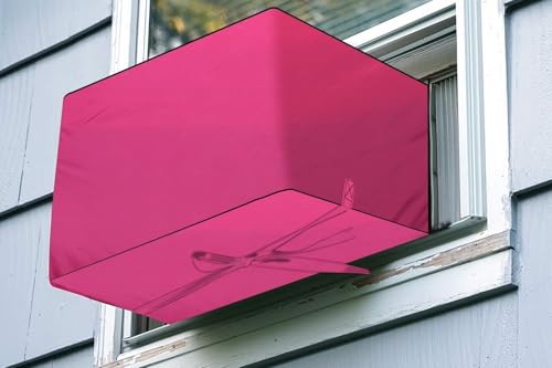 Image of The Furnishing Tree window ac cover suitable for Lloyd 1.5 Ton GLW18I5FWCEV, Pink Color Elastic fit Cover for front and rear Of Window Ac