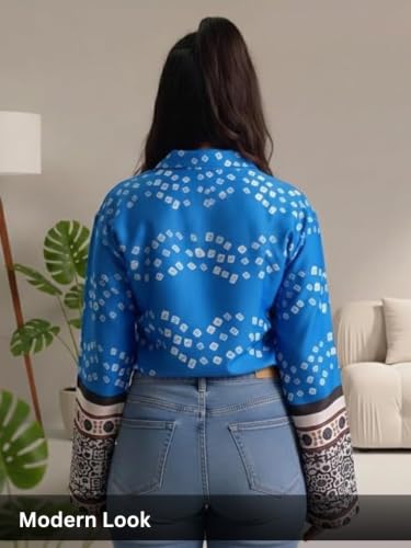 Image of GRECIILOOKS Women Printed Formal Shirt | Stylish Office Top | Casual Full Sleeve Shirts | Trendy Summer Tops | Smart Casual Printed Top for Women's | French Crep Button Down Modern Fit