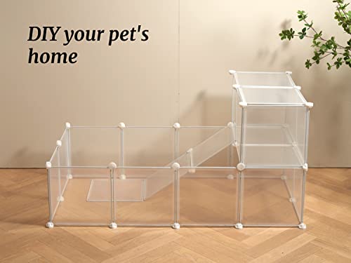 Luriva Transparent Clear Small Animal Playpen, Guinea Pig Cages, Puppy Dog Playpen, Pet Playpen, Rabbit Bunny Indoor Outdoor Fence Pen Enclosure, White Clear Plastic Playpen,12 X 12 Inch, 12 Panels #TOP3