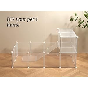 Transparent Clear Small Animal Playpen, Guinea Pig Cages, Puppy Dog Playpen, Pet Playpen, Rabbit Bunny Indoor Fence Pen Enclosure, White Clear Plastic Playpen,12X12 Inch, 12Panels